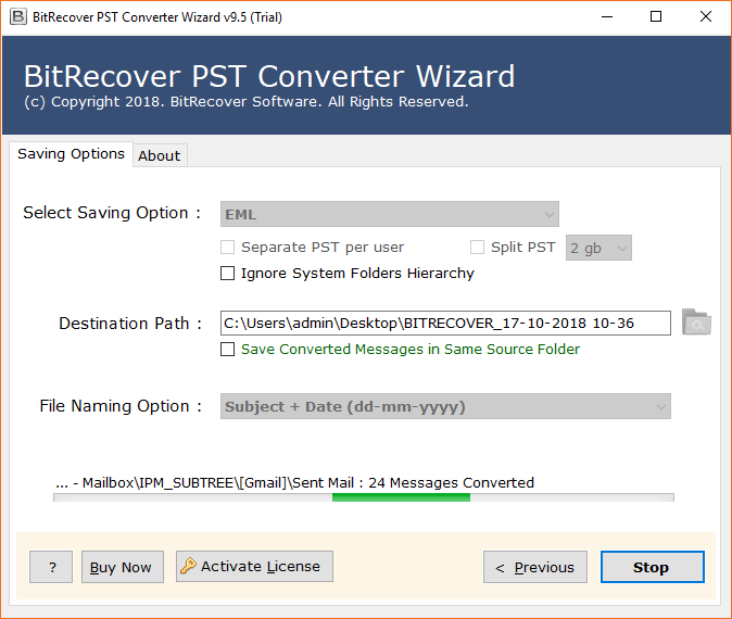 PST file to EML conversion