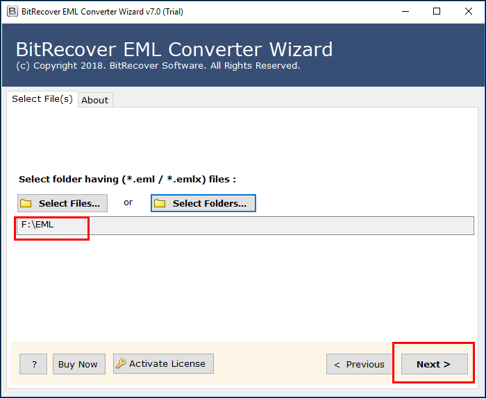 choose .eml files