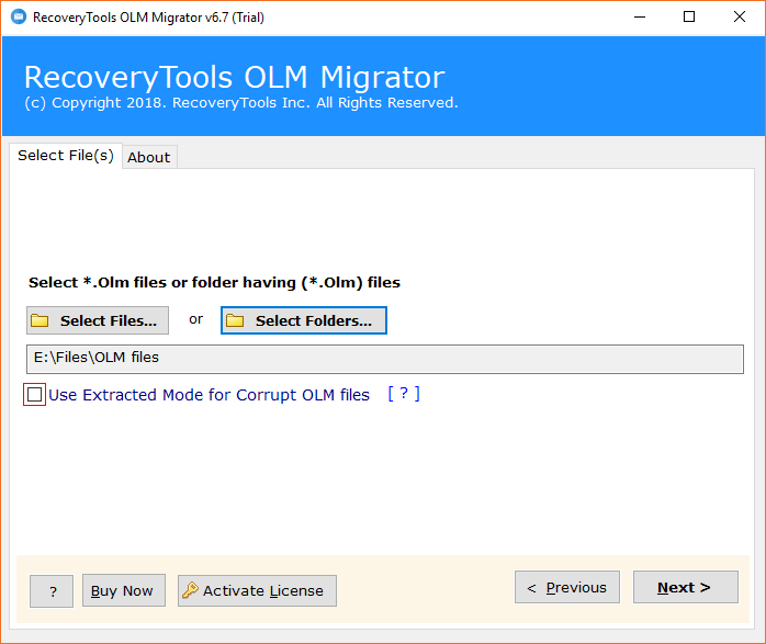 selecting the OLM files