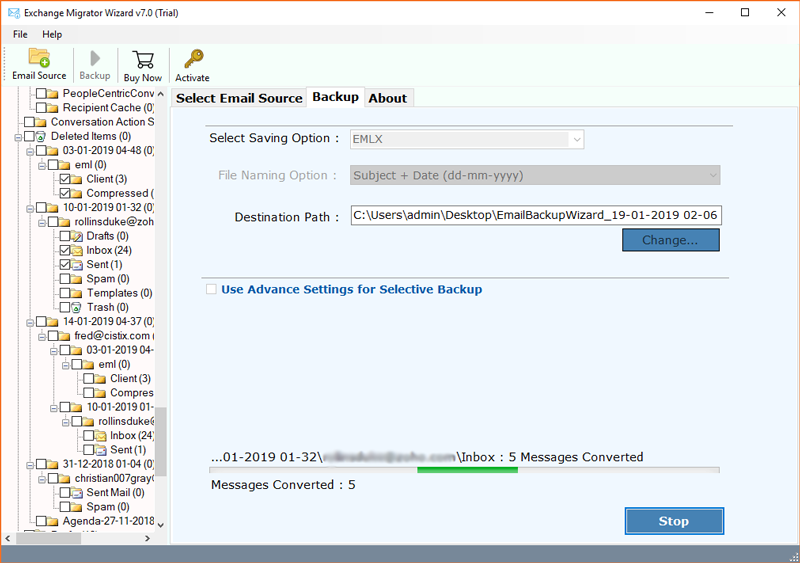 convert exchange server to emlx