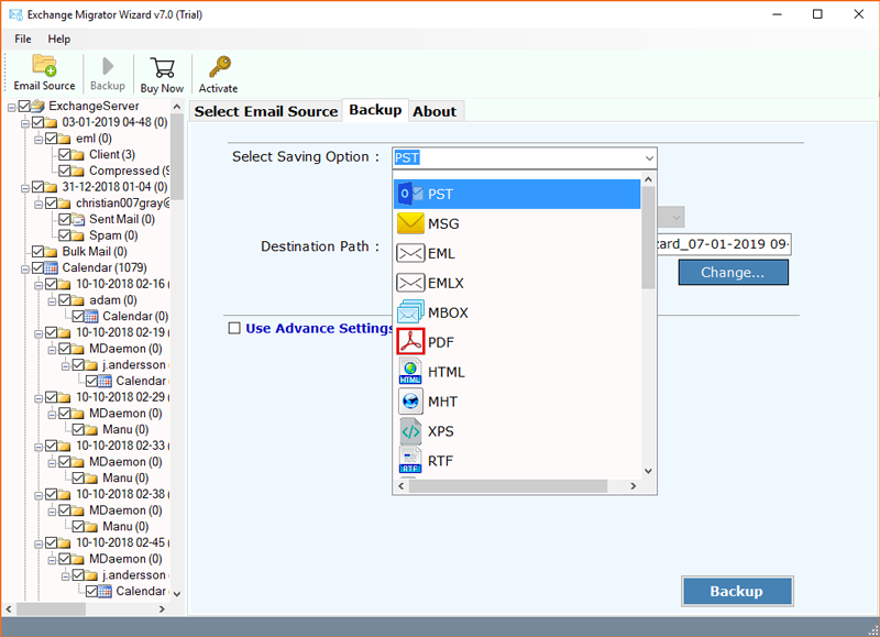 Convert Exchange to PST