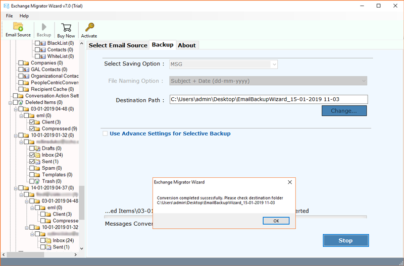 exchange export to msg