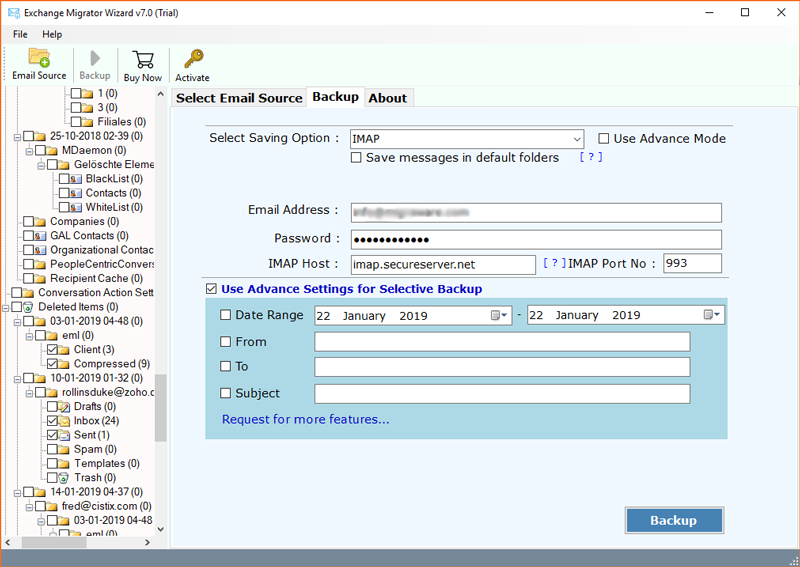 Exchange to IMAP Migration tool