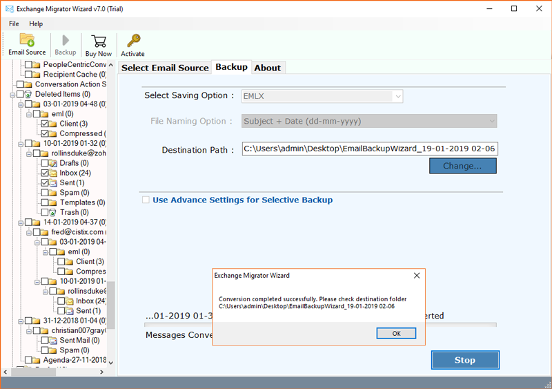 export exchange to emlx