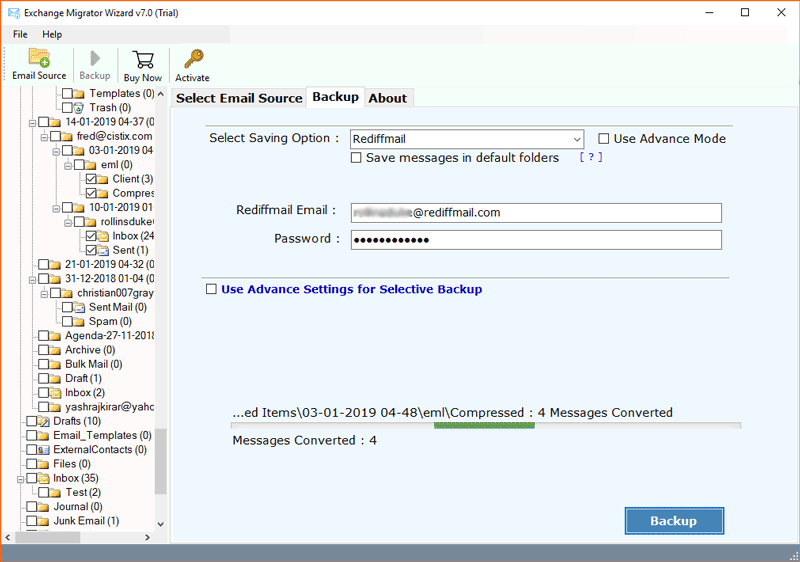 migrate exchange server to rediffmail