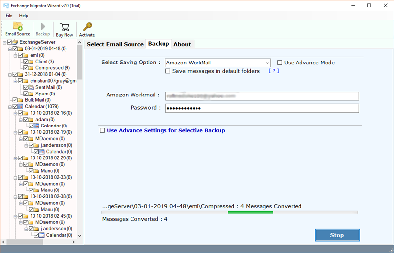 migrate exchange to amazon workmai