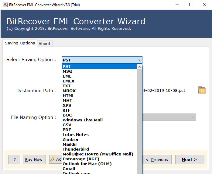 convert EML folder to PST