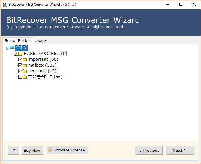 Select MSG Folders