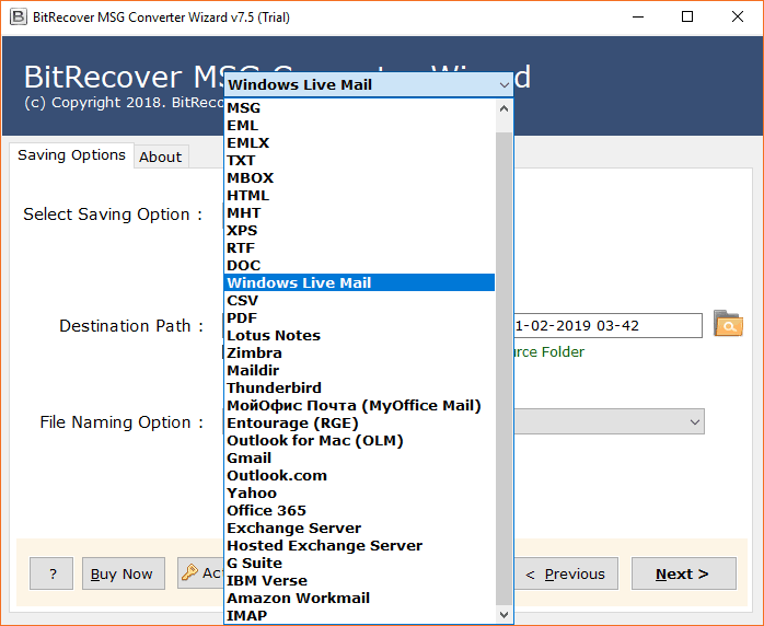 Select Windows Live Mail
