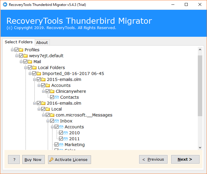 Thunderbird folders