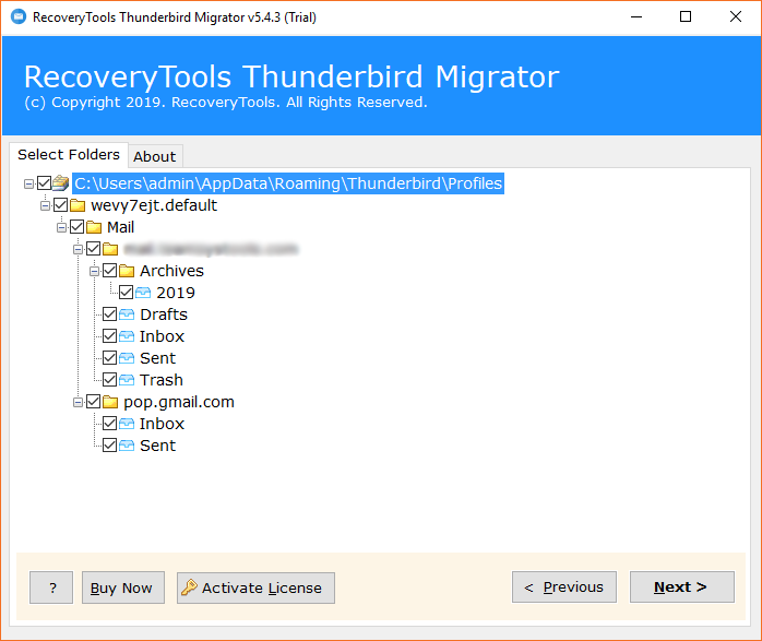 Thunderbird profile folders