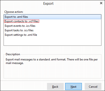 Export contacts