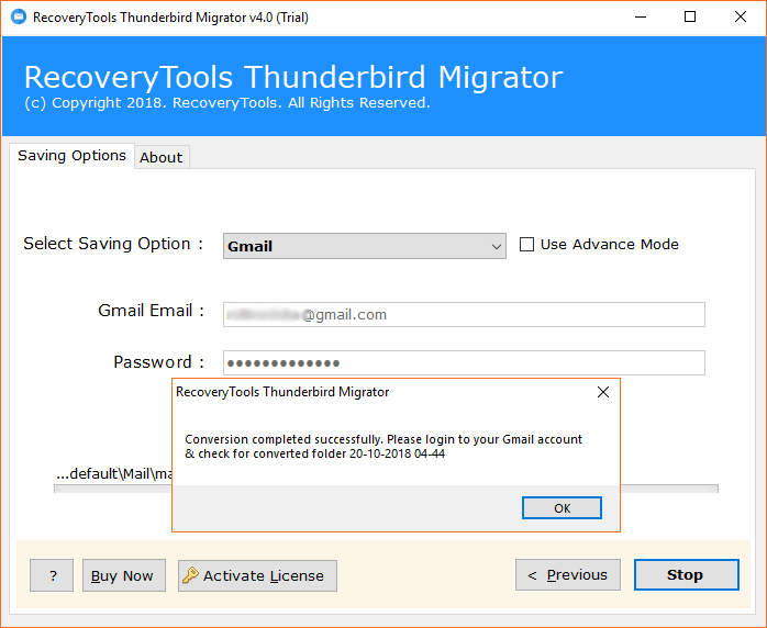 Forward Thunderbird email to Gmail