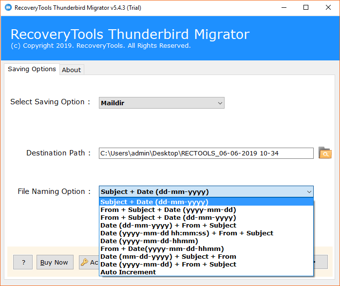 several file naming options