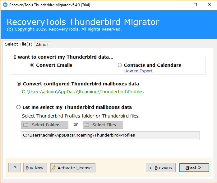 Thunderbird to Exchange Migrator