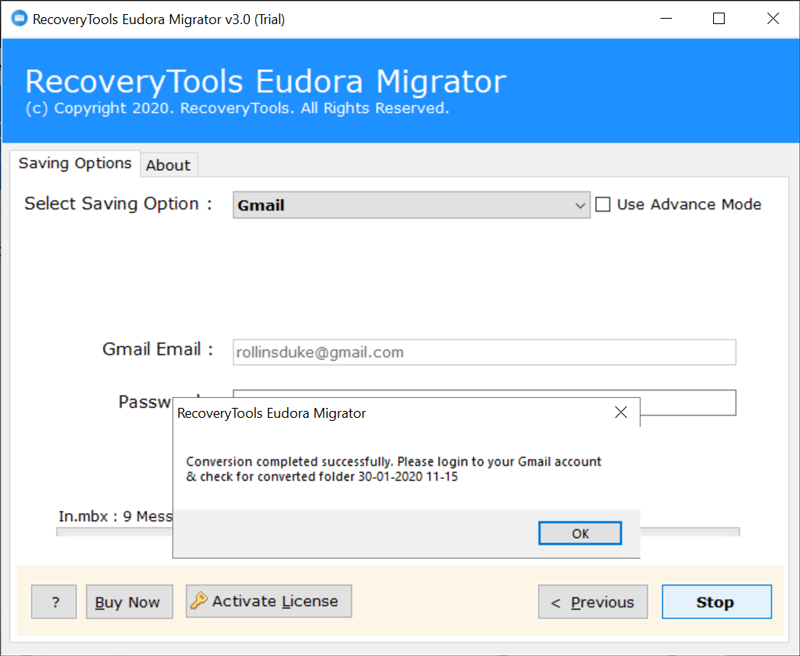 Eudora to Gmail Migration Tool