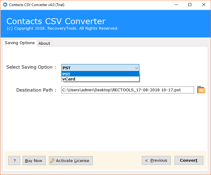 PST saving format