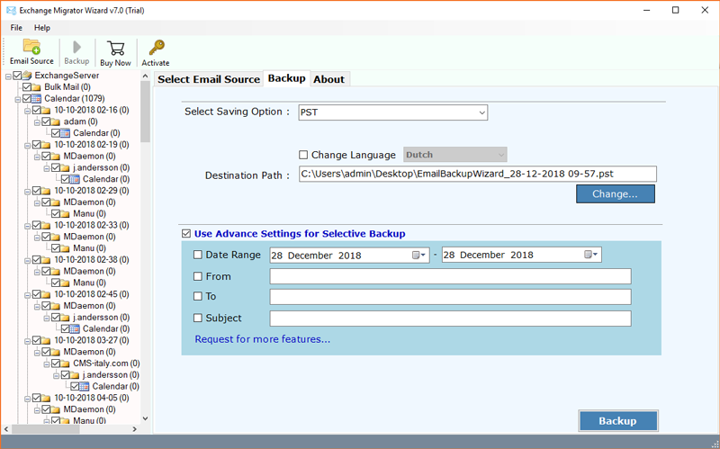 export On-Premise Exchange data