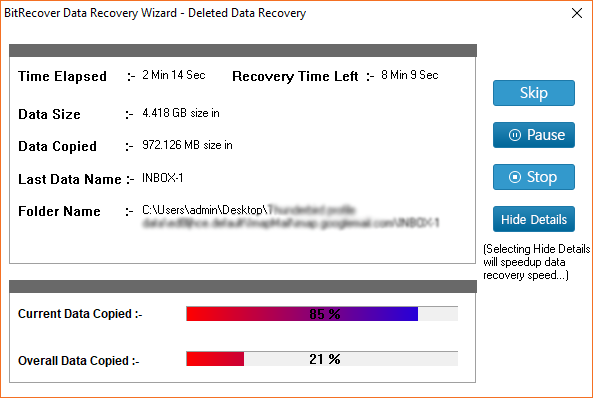 Saving recovered data