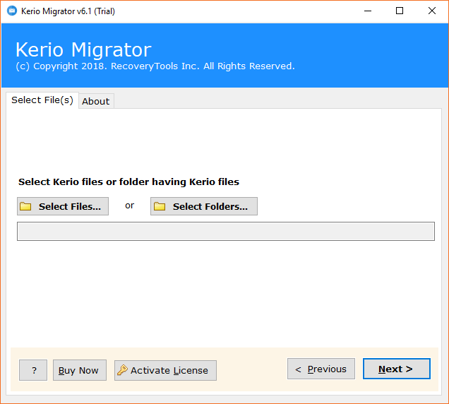 Start OneTime Kerio migration tool