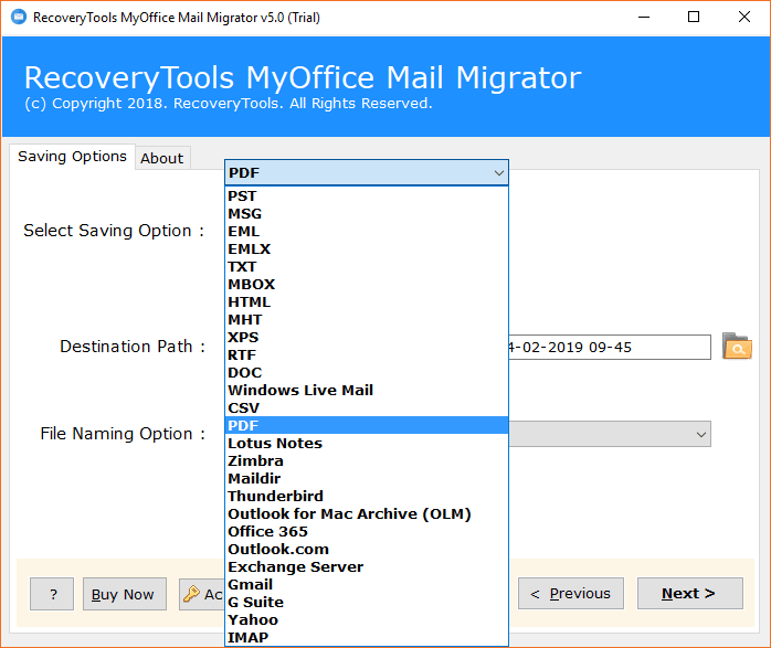 Select data saving format