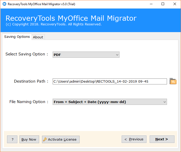 select destination path