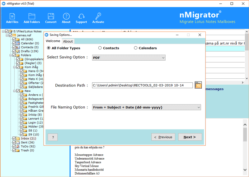 Browse destination path