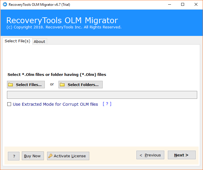 Run OneTime OLM File Converter
