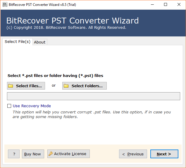 Start OneTime PST File Converter
