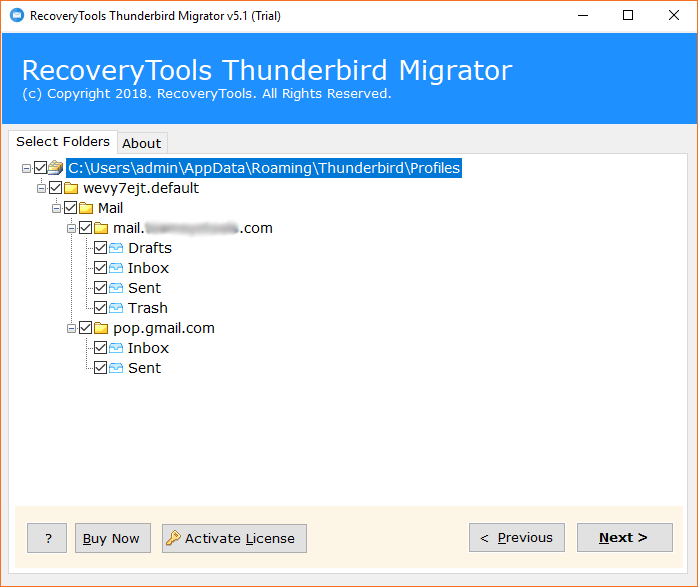 Thunderbird profile folders