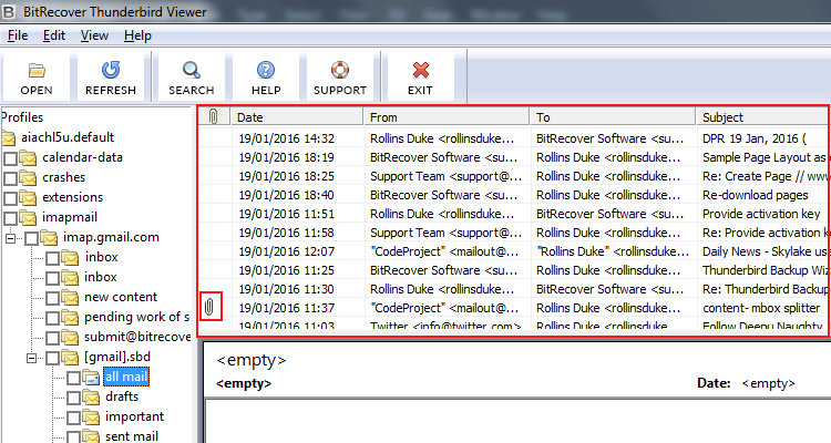 View Thunderbird file