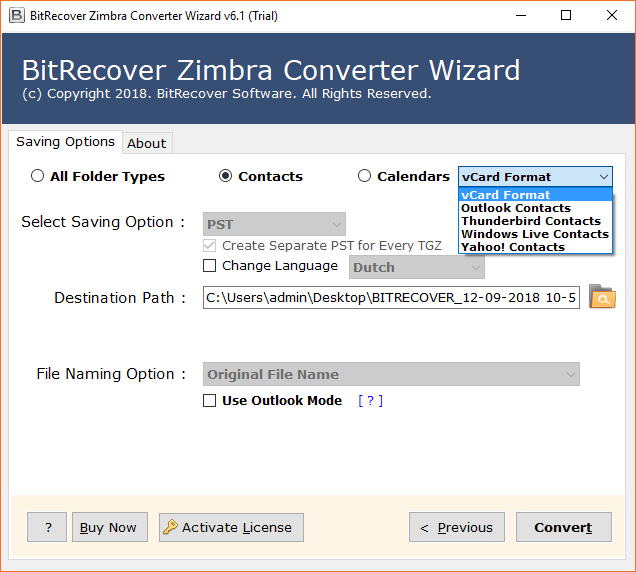 Zimbra contacts converter