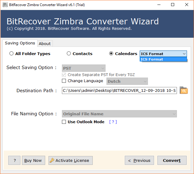 Zimbra calendar converter